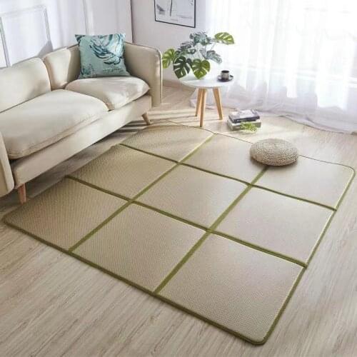 Summer rattan carpet living room children crawling larege size rug kids bedroom tatami sofa foldable cool floor mat customized