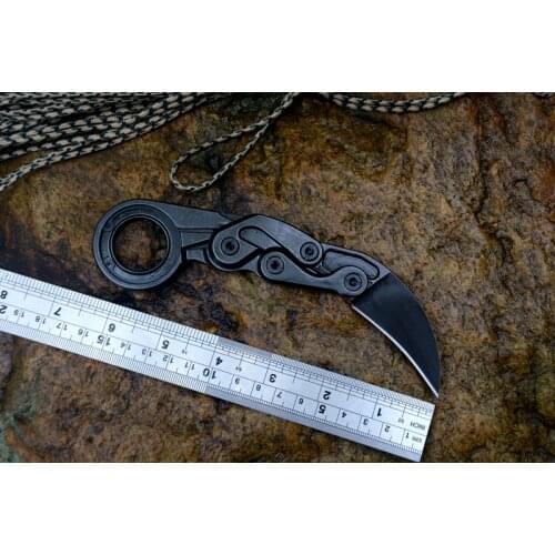 Mechanical Claw Survival Rescue Knives Karambit CS GO Cutter Fixed D2 Blade One Solid Steel Handle with Kydex Sheath