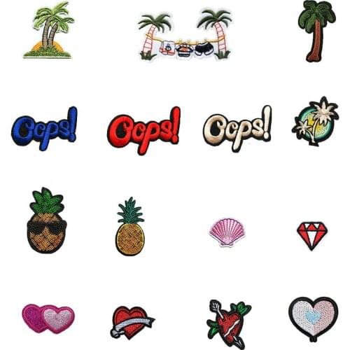 Hot sale Cartoon Hot melt adhesive Applique Embroidery Iron on patch Badges DIY Sequins Fabric Sewing Clothing Craft Accessories