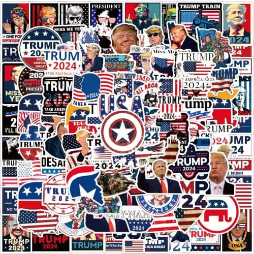 10/30/50/100PCS Trump 2024 Graffiti Stickers Decal Skateboard Laptop Luggage Phone Car Guitar Cool Waterproof Sticker Kid Toy