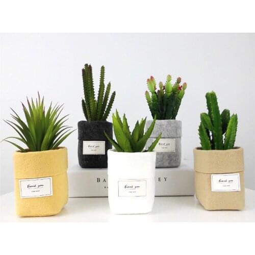 New Wihte Black Khaki Mini Succulents Planter Pot Letters Print Felt Flower Pots Home Desktop Flowerpot for Flower/Green Plant