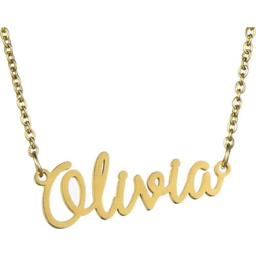 New Gold Color Personalized Letter Angel Necklace Stainless Steel Choker Necklaces Custom Wedding Anniversary Party Jewelry