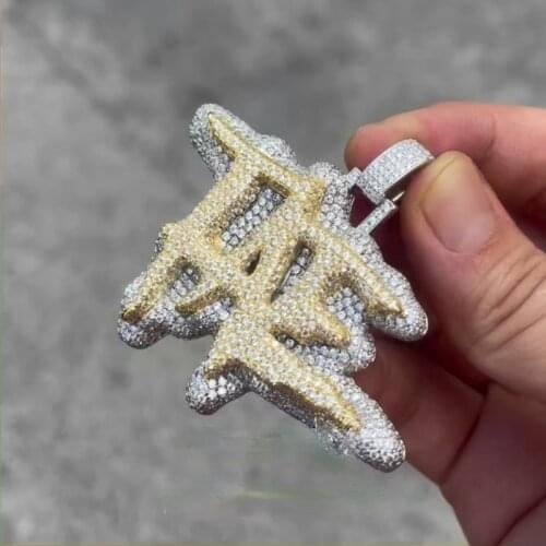 OTIY Bust Down Iced Out Lab Diamonds Pass Diamond Tester Custom Letter Intial Name Moissanite Pendant