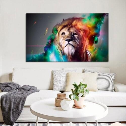 Big size Pangu Culture Modern Animal Colorful Lion King Canvas Painting HD Print on Canvas Home Wall Decor Art Picture Painting