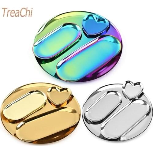 Fashion Style Stainless Steel Tray Jewelry Storage Tray Fruit Candy Plate Photography Props Home Desk Decoration