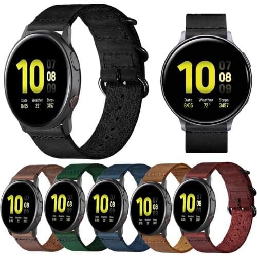 For Samsung Galaxy Watch 3 45/41mm/46/42mm/Active 2 Watchband 22MM 20MM Leather Strap Three Loop Retro Bracelet for Huawei GT 2