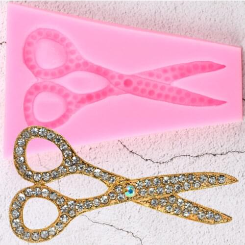 Scissors Silicone Mold Cupcake Topper Fondant Cake Decorating Tools Cookie Baking Candy Chocolate Mould Jewelry Resin Clay Mould