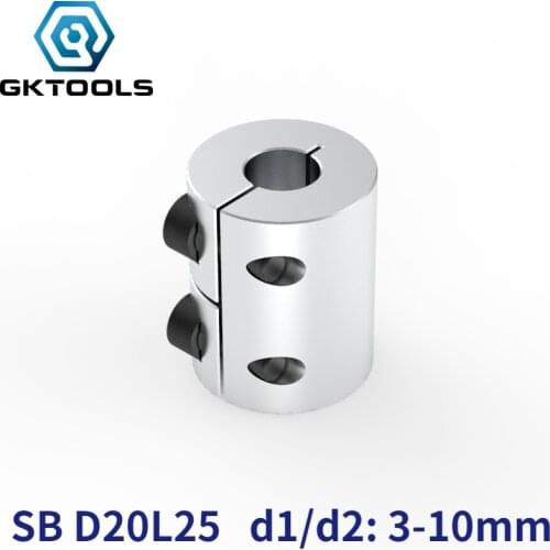 GKTOOLS D20 L25 2/3/3.17/4/5/6/6.35/8/9.5/10mm Rigid Coupling Shaft Rod Coupler Section Cnc Stepper Motor Carving Machine Screw