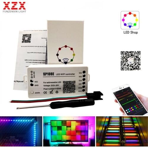 SP108E Led Strip Wifi PixeI ControIIer By Smart Phone APP For WS2811 WS2812B WS2813 SK9822 APA102 Led Light DC5-24V