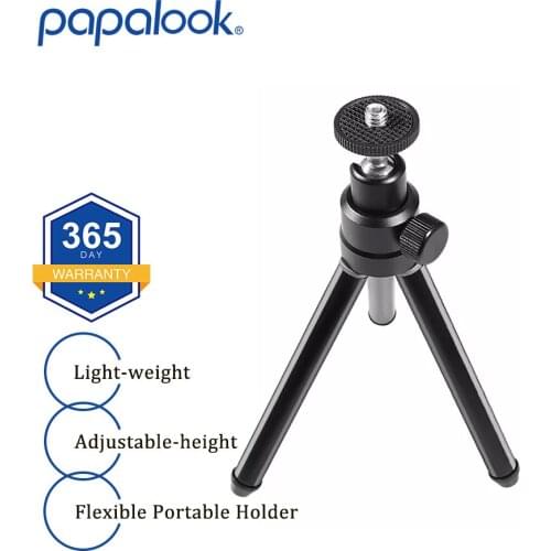 Papalook TP1 Universal Mini Tripod Lightweight with Adjustable-height 360° Rotation and 90° Tilt for Webcam(logitech）/Camera