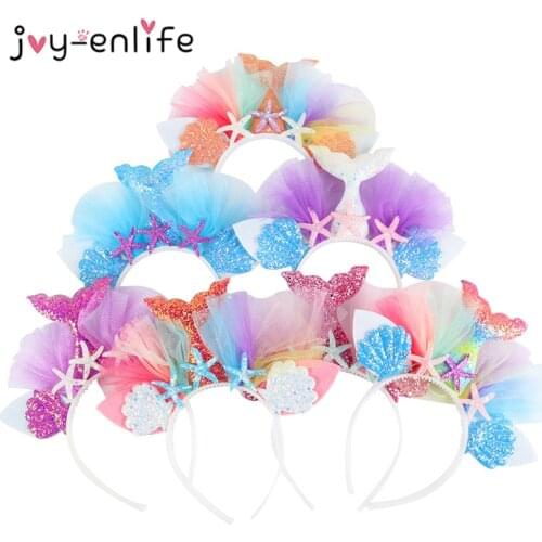 Mermaid Birthday Party Starfish Princess Headband Girl First Birthday Party Decoration Flower Headwear Under the Sea Party favor