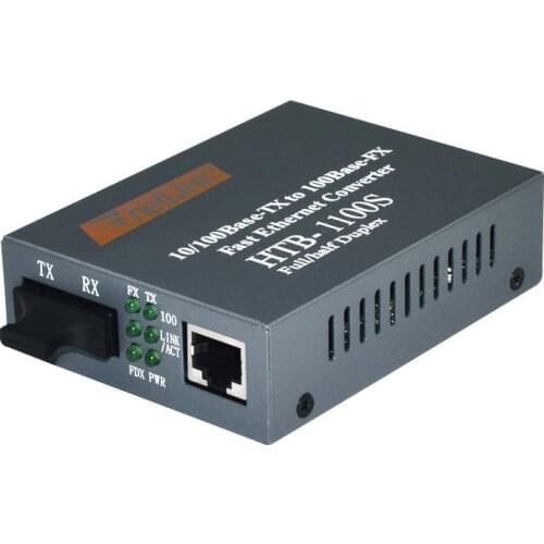 Optical Fiber Media Converter HTB-1100S 10/100Mbps RJ45 Single Mode Duplex Fiber Converter SC Port Fiber Transceiver 25KM