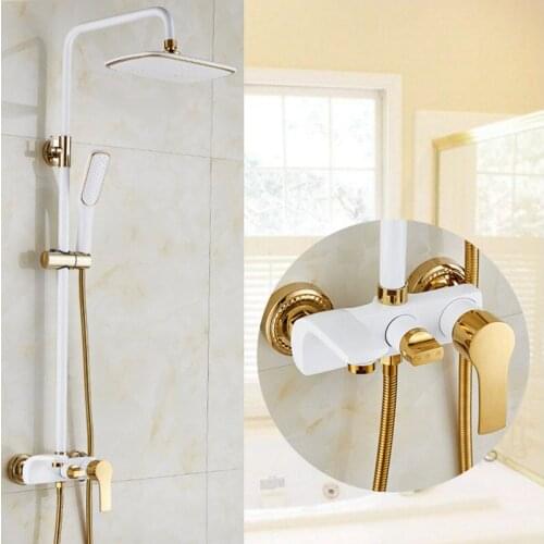Top quality brass gold shower set with fashion black gold shower set and white gold shower faucet with ABS white gold shower