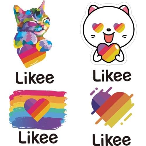 Funny Likee Cat Thermo Sticker Applique On Clothes DIY A-level Washable Iron On Patches For Clothing Colorful likee App Patch