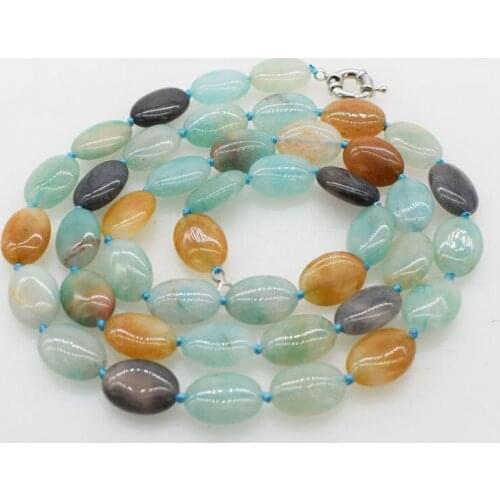 Green jasper flat 13*18mm long necklace 33inch FPPJ wholesale beads nature for woman gift