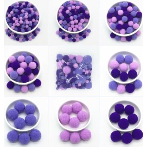 Yellow Blue Purple Pompom Fur Balls DIY Soft Pom Poms Crafts Pompones Wedding Decor Glue on Cloth Accessories 8mm To 30mm 20g