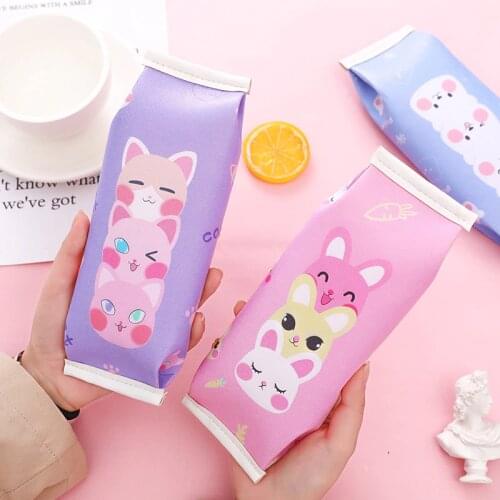 1pcs Kawaii Pencil Case Simple cartoon small fresh School Pencil Box Pencilcase Pencil Bag School Supplies Stationery