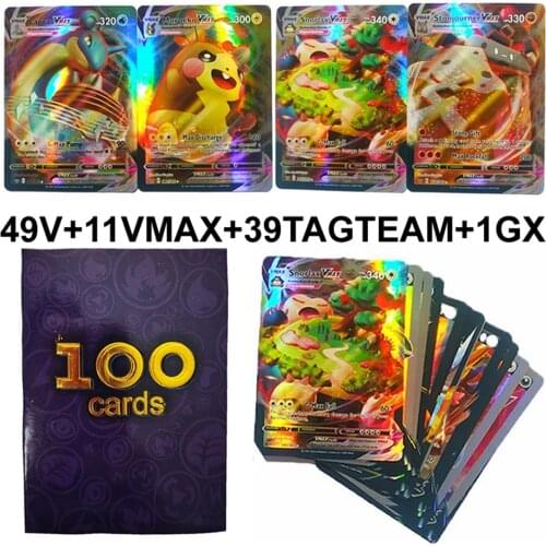 100PCS/Box Pokemon Shining Card Cartoon Anime Playing Game VMAX Display Pokémon English Trading Battle Collection Carte Kid Toys
