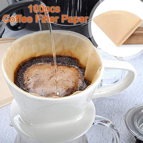 100pcs/bag Wooden Hand For All Size V60 Drip Paper 1-4 Cups Natural Unbleached Coffee Filters Espresso Tea Infuser Accessories
