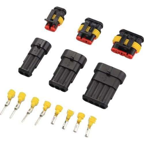 15 Sets 2/3/4 Pins Way Waterproof Electrical Wire Connector Mototcycle Car Auto Connectors Seal Plug Set