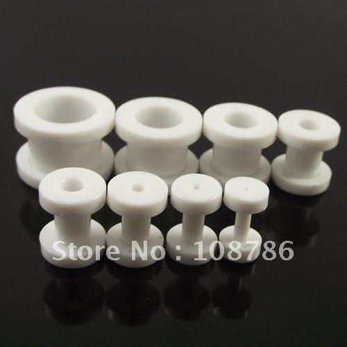 160pcs free shipping Ear Expander Tapers White earring ear plug Acylic UV flesh tunnel Wholesale body Jewelry Piercing Jewelry