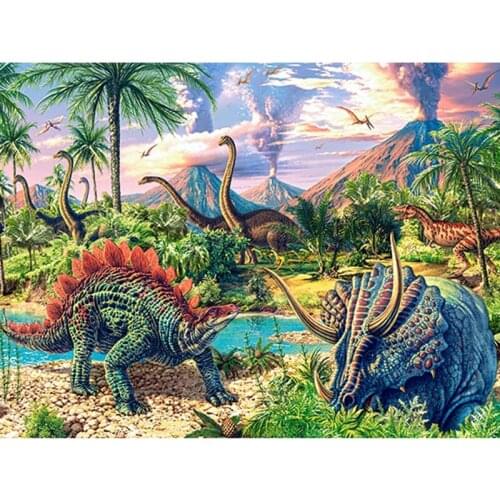 5D DIY Full Square drill Painting Cross Stitch Cartoon dinosaur Rhinestone Embroidery Full Round Diamond Mosaic home decor gift