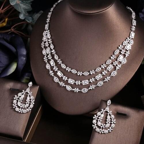 Accking luxury Women Party Dubai Necklace Earring bangle ring set 4PCS CZ Wedding Party Jewelry Sets