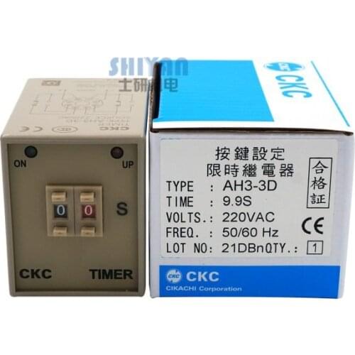 Free shipping CKC Taiwan Songling Time Relay AH3-3D Timed Relay 9.9S 99S 220V