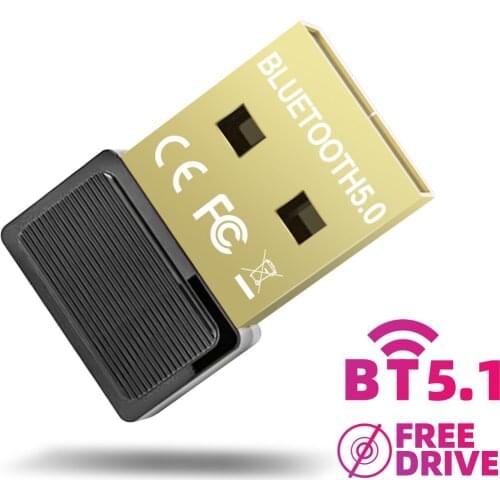 Wireless USB Bluetooth 5.1 Adapter Driver-Free Plug Receiver Transmitter for PC Laptop Computer Mouse Receptor Bluetooth Dongle