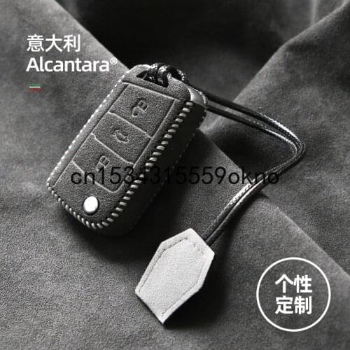 Key Bag For Volkswagen CC Bora Polo Passat Tiguan Smart Key Keyless Remote Entry Fob Case Cover Key Chain Alcantara