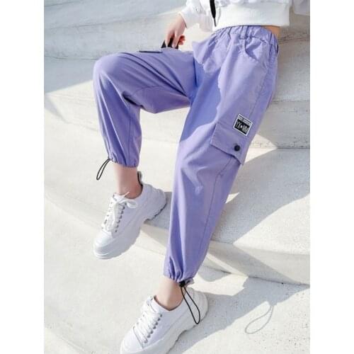 Girls Cargo Pants Girls Sports Pants Big Girl Pants Teenage 2021 Spring Casual Kids Trousers For Girls Elastic Waist Long Pants