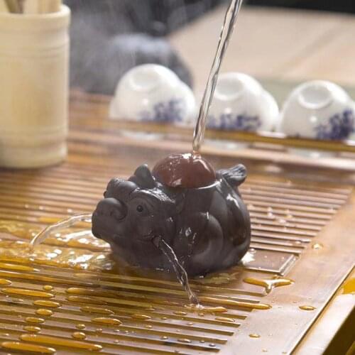 Tea Pet Chinese Handmade Yixing Brave Lucky Toad Boutique Tea Accessories Small Ornaments Handmade Tea Pet Play Water K014