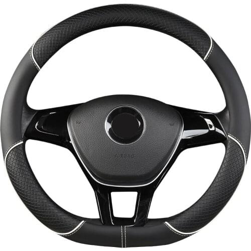 D Shape Steering Wheel Cover PU Leather for Geely Atlas Emgrand EC7 Coolray VW Golf 7 Hyundai Santa fe 2014-2020