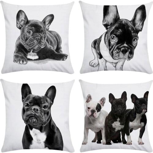 Funny Animal Poster Pattern Decoration Cushions Cover Bulldog Dog Sofa Chair Square Throw Pillow Case 45X45CM-ABUX