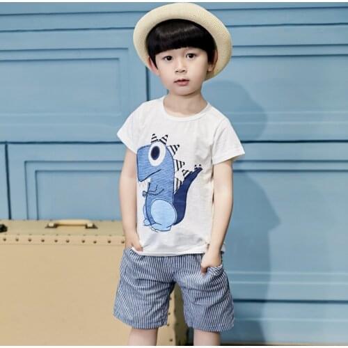 Childrens Clothing Sets Toddler Boy Summer Clothes Dinosaur Kids Outfits T-shirt + Shorts Suits 2 3 4 5 6 7 8 9 Years