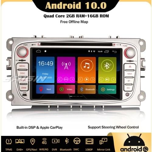 Erisin 2919 Android 10.0 DSP Car Stereo Autoradio DAB+GPS WiFi OBD CarPlay DVR Bluetooth SWC 4G Ford Focus Mondeo Galaxy C/S-Max