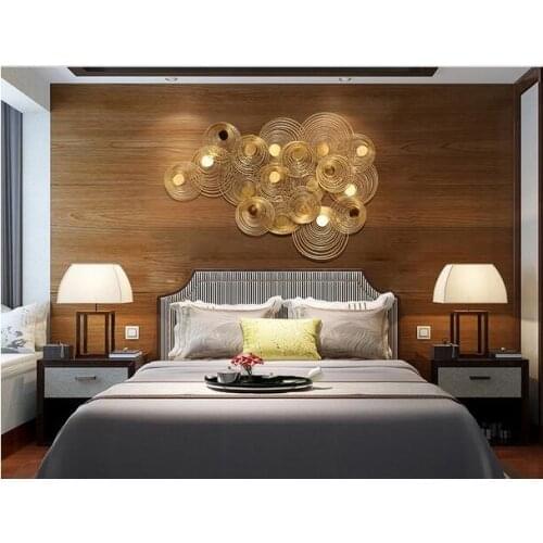 European Wrought Iron Lotus Leaf Wall Hangings Home Livingroom Wall Mural Ornaments Hotel Lobby Bar Cafe Wall Sticker Decoration