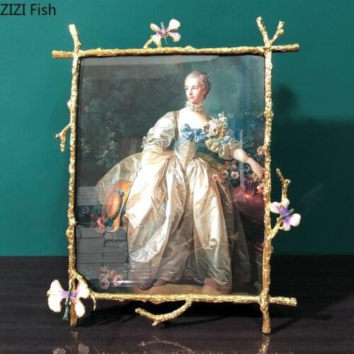 European Metal Photo Frame 6/8/10 Inch Couple Wedding Photo Rectangular Home Photo Frame Dressing Table Bedside Table Decoration