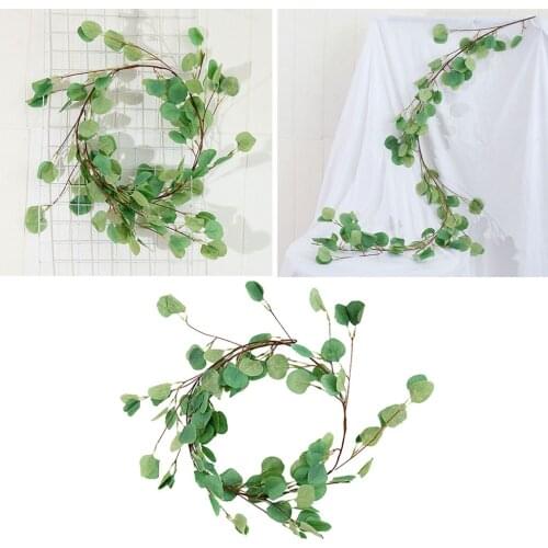 5.6ft Artificial Silver Dollar Eucalyptus Leaves Garland Faux Silk Greenery Vine