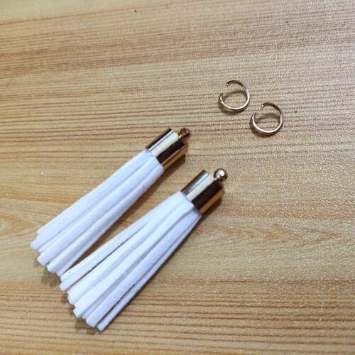 Fuyier 5cm Copper Cap Leather Tassel Free Circle Suede Tassel KC Gold Silver Top DIY Part Jewelry Pendant Findings 12 Pcs/lot