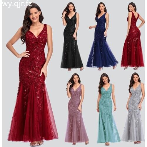 HJQ-804#Evening Dresses Long Trumpet Mermaid Lake Blue Wine red Gary party prom dress wholesale Homecoming embroidered Sequins