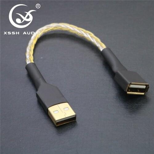 USB2.0 USB3.0 cables XSSH DIY Pure Copper Silver OFC USB A male to USB A female Audio cable Cord Wire for for for Laptop PC DAC