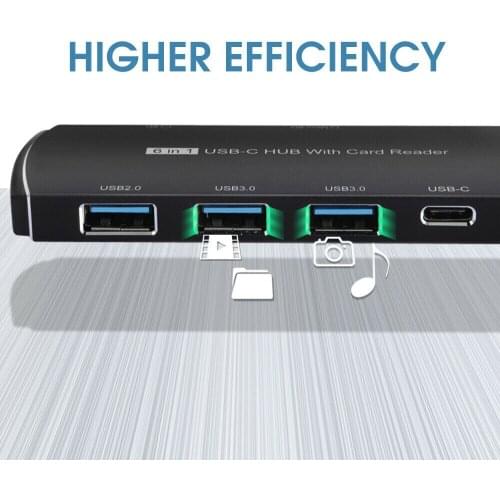 Pohiks Carder Reader OTG Adapter USB Splitter 6-in-1 USB 3.0 Hub Card Reader Expansion Adapter Splitter Suitable for Macbook Pro