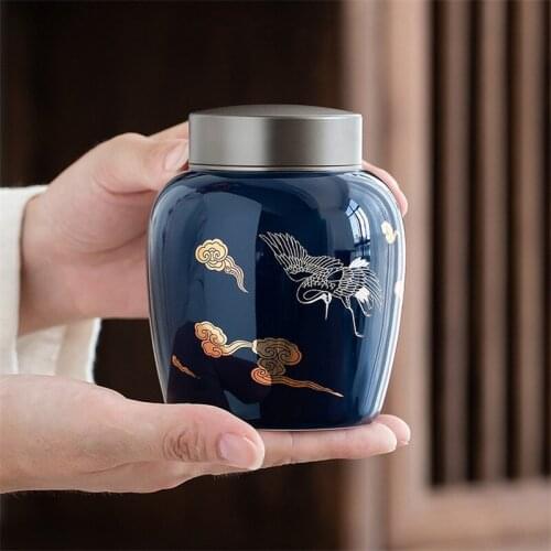 Ceramic Hand Painted Candy Coffee Snack Storage Tank Household Sealed Can Creative Seasoning Bottle Portable Tea Caddy Spice Jar