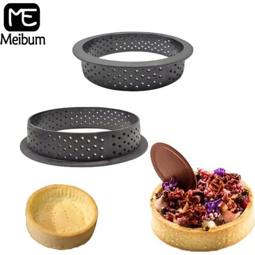 Meibum Round Perforated Plastic Tart Ring French Dessert Mould Egg Tart Mold Fruit Cake Decorating Model Kitchen Baking Tools