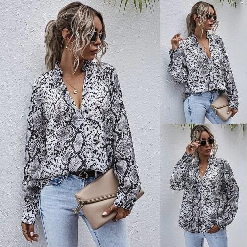 Summer Women T-Shirts Ink-Painting Print Long Sleeve Female Blouse Sexy V-Neck Loose Style Spring Autumn Casual Outwear C2510