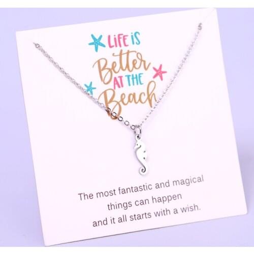 Seahorses Sea Horse Coconut Tree Beach Pendant Necklaces Women Men Unisex Fashion Jewelry Christmas Gift Drop Shipping