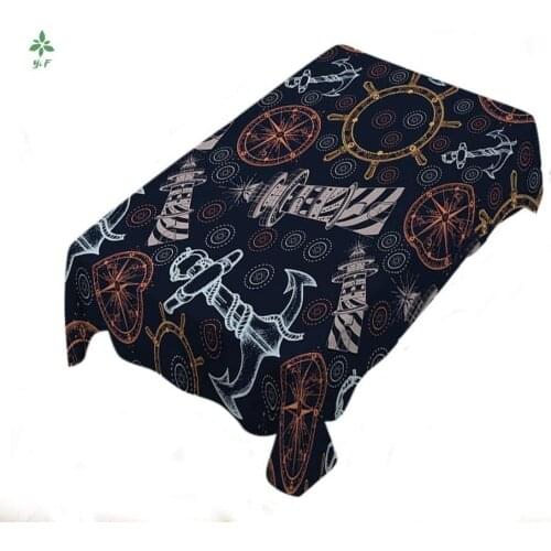 Marine Home Decor Marine Anchor Steering Wheel Compass Lighthouse Table Cloth Kitchen