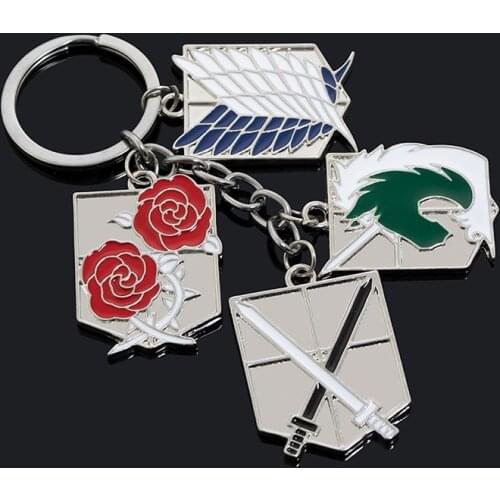 1set Best Friend Attack on Titan Anime Necklace Metal Keychain Wings of Liberty Stationary Guard LOGO Key