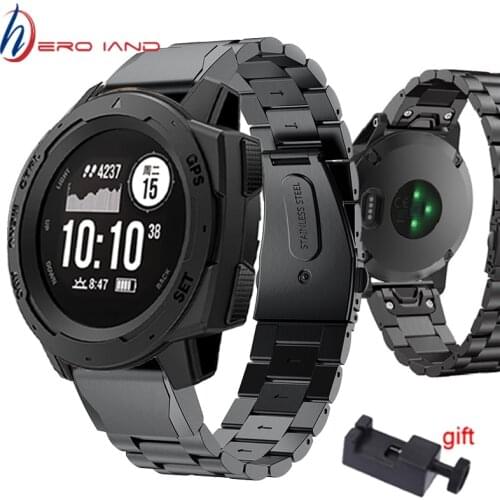 Strap For Garmin Instinct Stainless Steel Quick Release Replacement Watch Band Wristband SmartWatch Correa Accessories with TOOL
